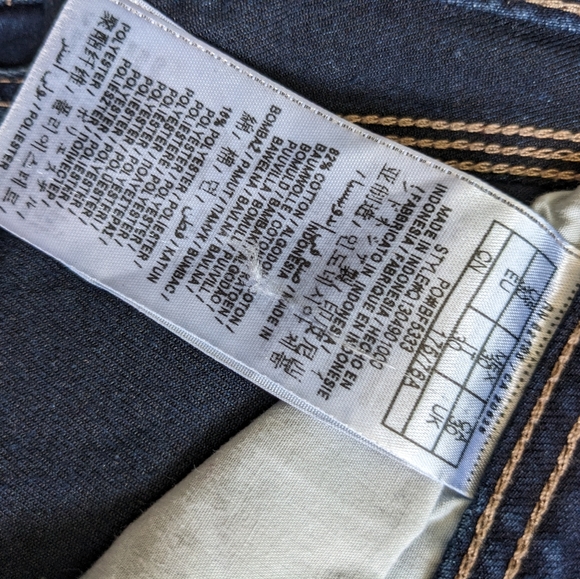 Guess Blue Jeans Size 30 Denim Dark Blue with Rose Gold Stone Pocket Detail New - Picture 4 of 5